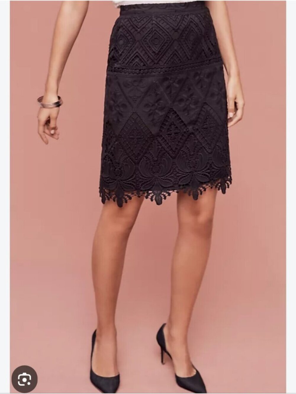 ANTHRO | Moulinette Soeurs Guipure Lace Pencil Skirt Black Sz 4